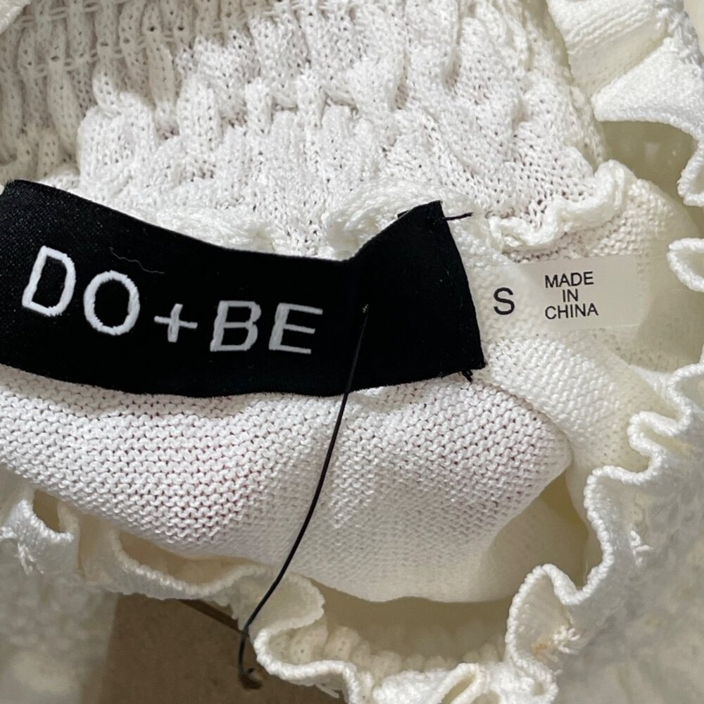 New D0 + BE Smocked Top Knit Cream Size S Small Wide Cuff - Picture 7 of 10